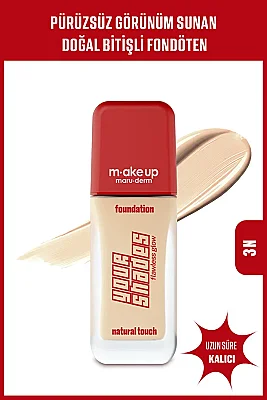 Maruderm Pürüzsüz Görünüm Sağlayan Yarı Mat Bitişli Uzun Süre Kalıcı Fondöten 3N 30 ml - Maruderm