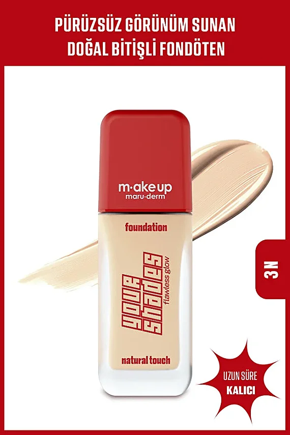 Maruderm Pürüzsüz Görünüm Sağlayan Yarı Mat Bitişli Uzun Süre Kalıcı Fondöten 3N 30 ml - 1