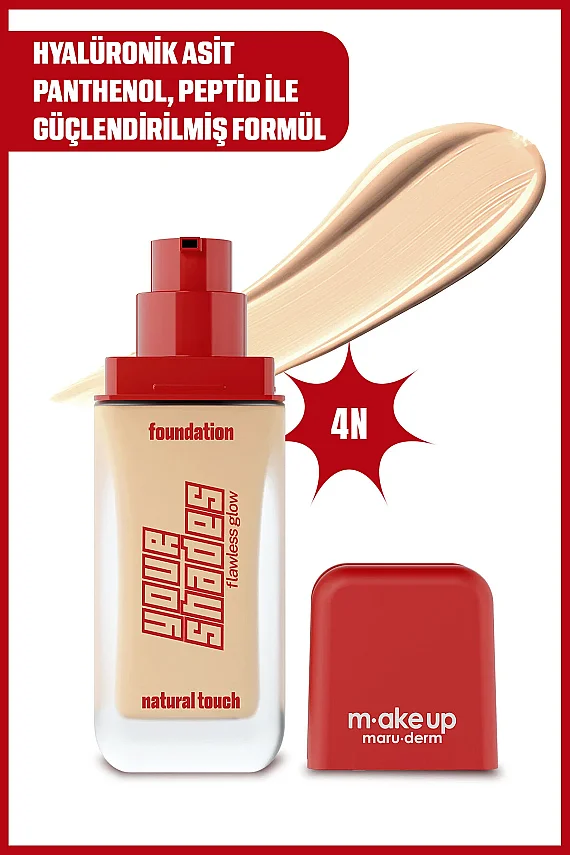Maruderm Pürüzsüz Görünüm Sağlayan Yarı Mat Bitişli Uzun Süre Kalıcı Fondöten 4N 30 ml - 2