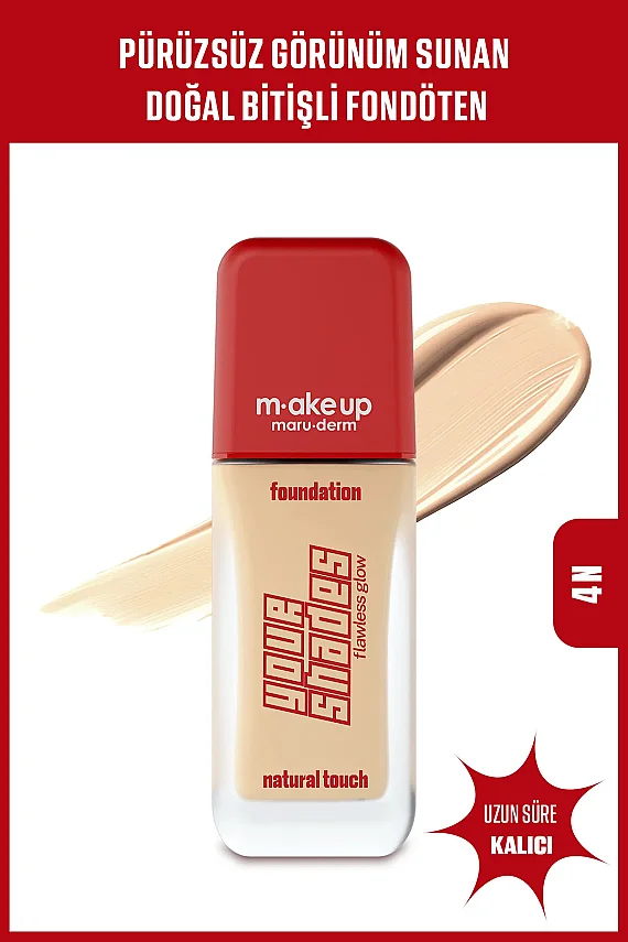 Maruderm Pürüzsüz Görünüm Sağlayan Yarı Mat Bitişli Uzun Süre Kalıcı Fondöten 4N 30 ml - 1
