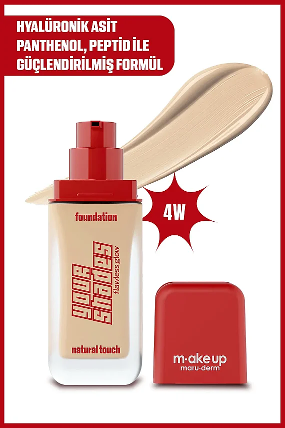 Maruderm Pürüzsüz Görünüm Sağlayan Yarı Mat Bitişli Uzun Süre Kalıcı Fondöten 4W 30 ml - 2