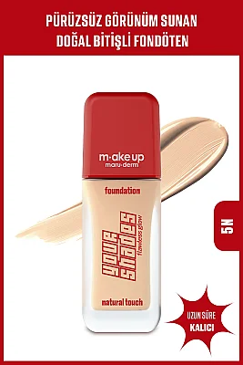 Maruderm Pürüzsüz Görünüm Sağlayan Yarı Mat Bitişli Uzun Süre Kalıcı Fondöten 5N 30 ml - Maruderm