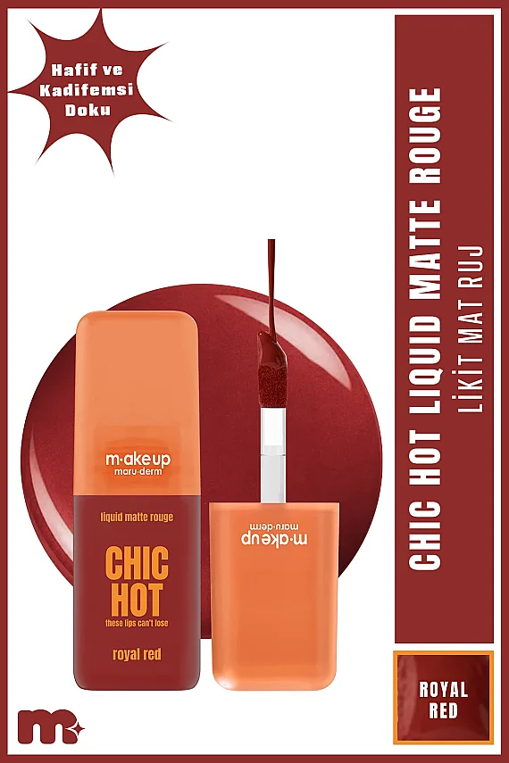 Maruderm Uzun Süre Kalıcı Kadifemsi Mat Likit Ruj – Liquid Matte Rouge Royal Red - 1