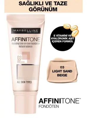 Maybelline New York Affinitone Fondöten - 03 Light Sandbeige 30 ml - 1