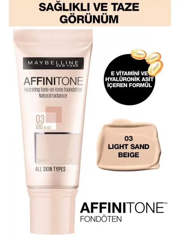 Maybelline New York Affinitone Fondöten - 03 Light Sandbeige 30 ml - 1