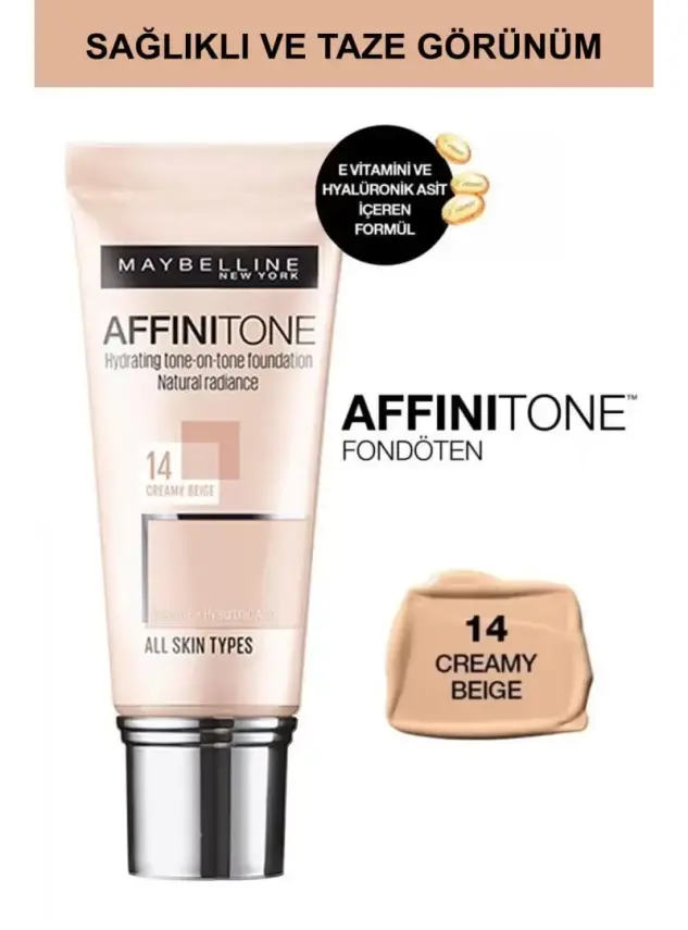 Maybelline New York Affinitone Fondöten - 14 Creamy Beige 30 ml - 1