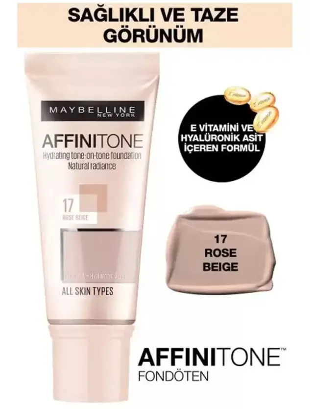 Maybelline New York Affinitone Fondöten - 17 Rose Beige 30 ml - 1