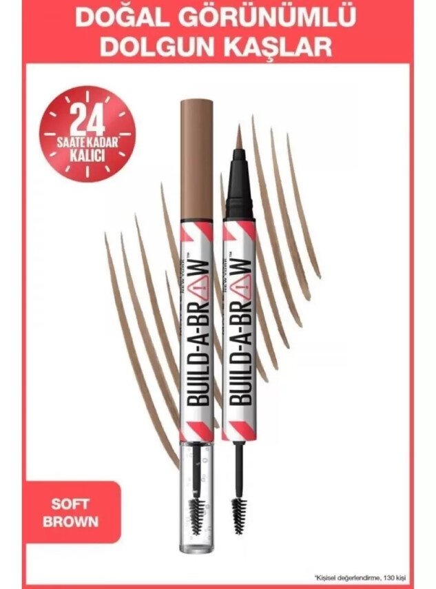 Maybelline New York Build a Brow 2in1 Kaş Kalemi ve Jeli Soft Brown - 255 - Maybelline