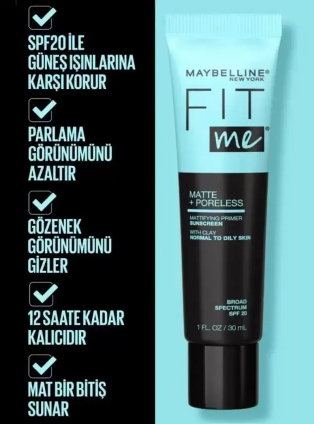 Maybelline New York Fit Me Matte Poreless Matlaştırcı Makyaj Bazı - 3