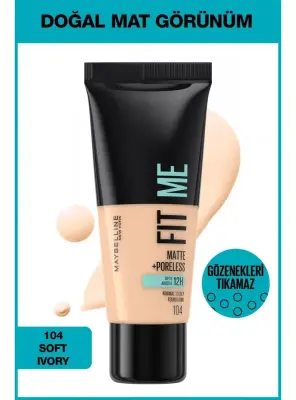 Maybelline New York Fit Me Matte+Poreless Fondöten - 104 Soft Ivory 30 ml - 1