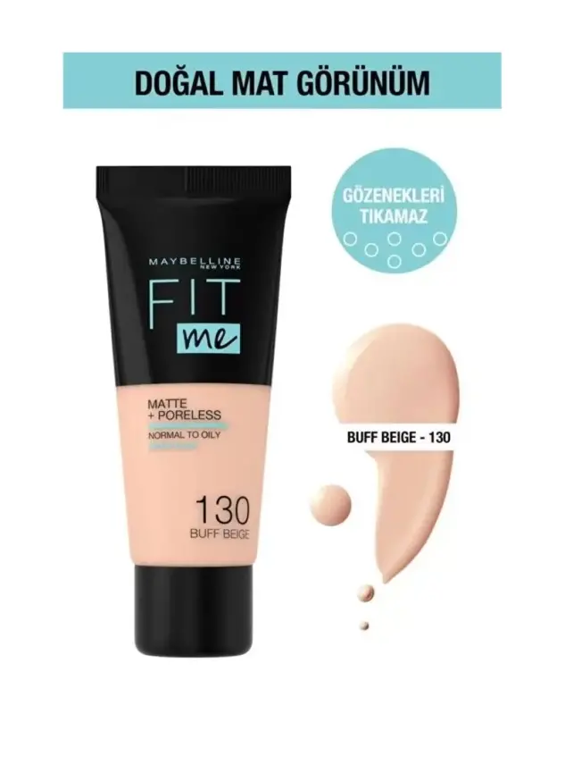 Maybelline New York Fit Me Matte+Poreless Fondöten - 130 Buff Beige 30 ml - 1