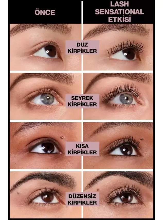 Maybelline New York Lash Sensational Yelpaze Etkili Intense Black Maskara - Ekstra Siyah 9,5 ml - 2