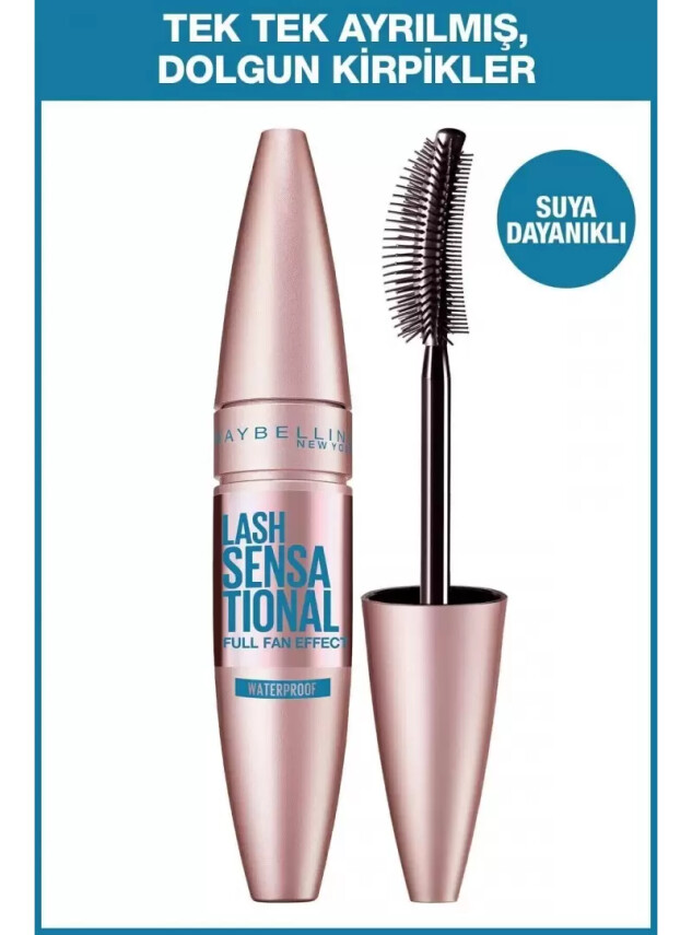 Maybelline New York Lash Sensational Yelpaze Etkili Suya Dayanıklı Siyah Maskara 9,4 ml - Maybelline