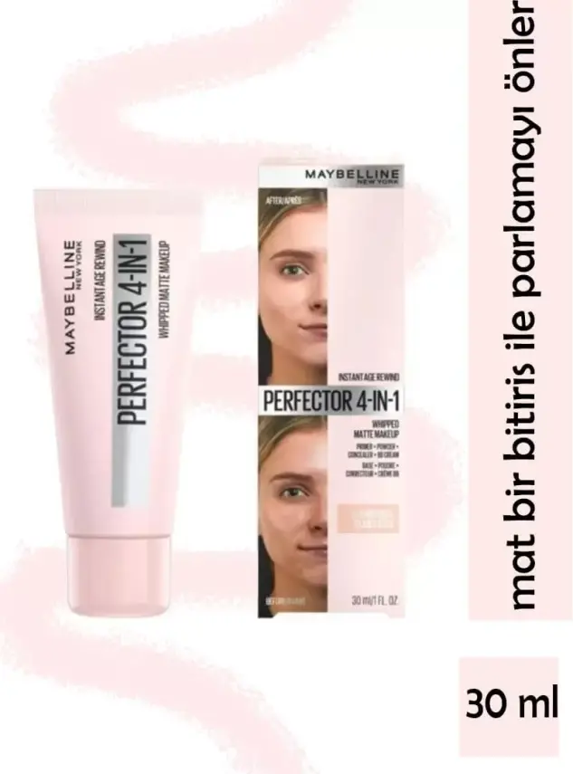 Maybelline New York Perfector 4in1 Matte Makeup 01 Light Claire Fondöten - 1