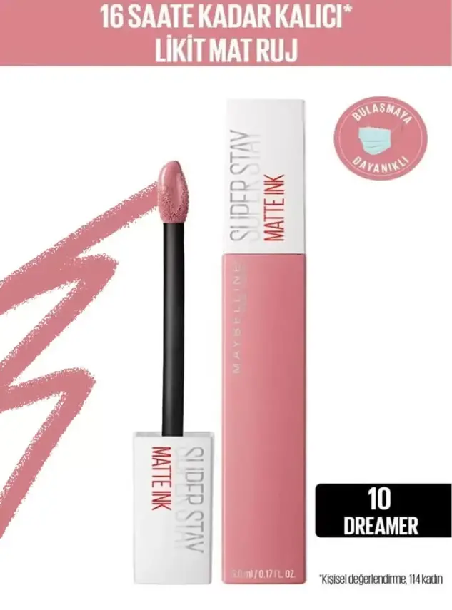 Maybelline New York Super Stay Matte Ink Likit Mat Ruj -10 DREAMER - 4