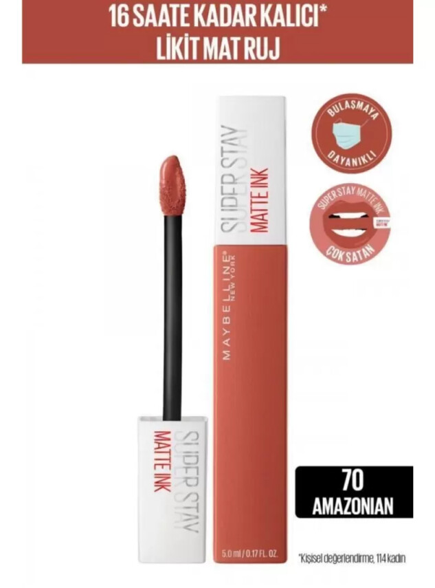 Maybelline New York Super Stay Matte Ink Likit Mat Ruj -70 AMAZONIAN - Maybelline