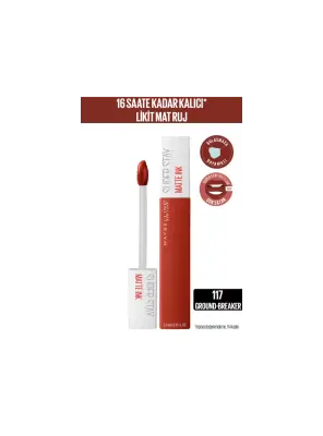 Maybelline New York Super Stay Matte Ink Likit Mat Ruj -Bricks NU 117 GROUN - 1