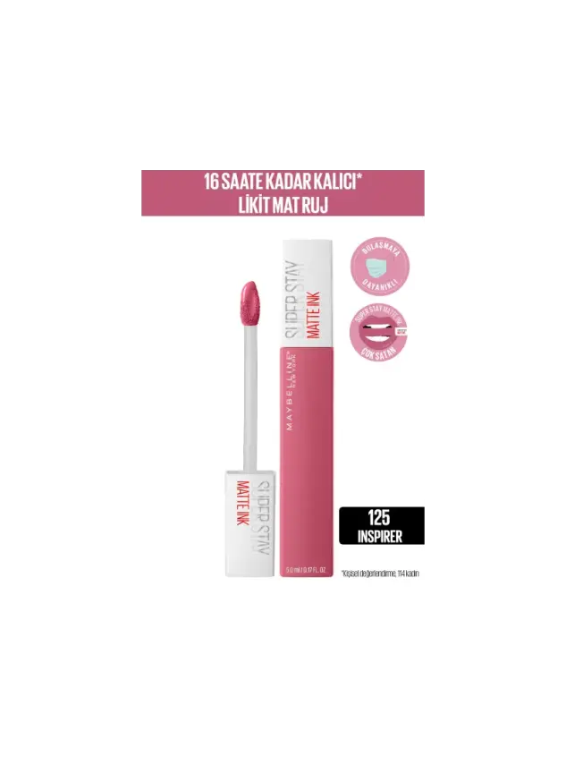 Maybelline New York Super Stay Matte Ink Likit Mat Ruj -Bricks NU 125 INSPI - 1
