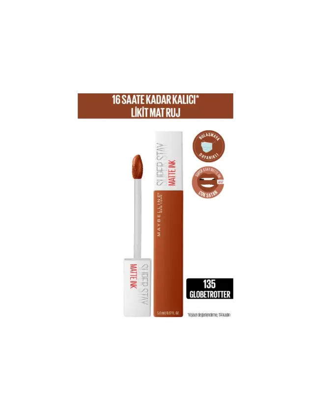 Maybelline New York Super Stay Matte Ink Likit Mat Ruj -Bricks NU 135 GLOBE - 1