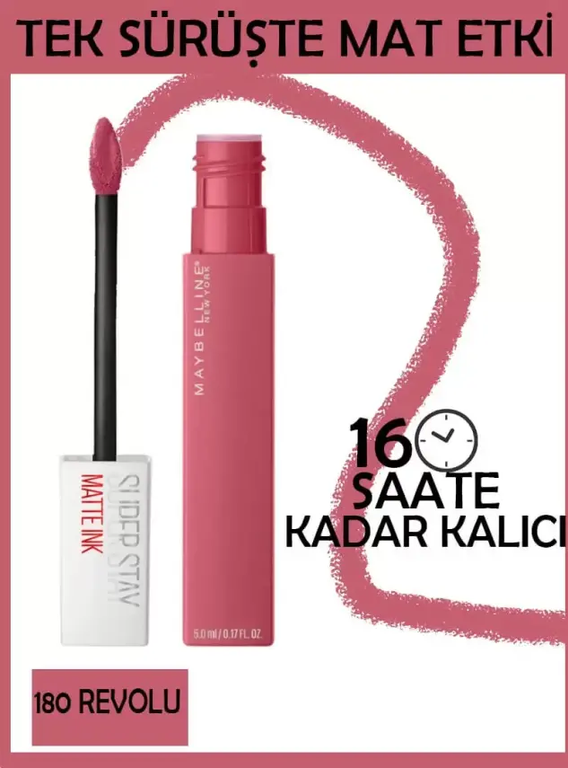 Maybelline New York Super Stay Matte Ink Likit Mat Ruj -Pinks NU 180 REVOLU - 4