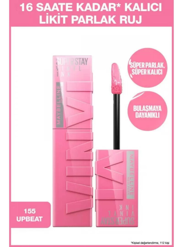Maybelline New York Super Stay Vinyl Ink Uzun Süre Kalıcı Likit Parlak Ruj - 155 Upbeat - Maybelline