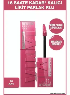 Maybelline New York Super Stay Vinyl Ink Uzun Süre Kalıcı Likit Parlak Ruj - 20 COY - 1