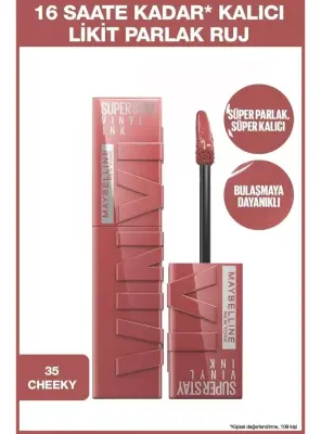 Maybelline New York Super Stay Vinyl Ink Uzun Süre Kalıcı Likit Parlak Ruj - 35 CHEEKY - 1