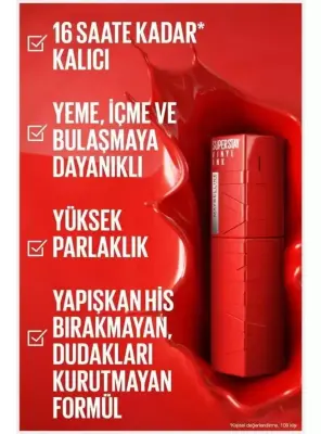 Maybelline New York Super Stay Vinyl Ink Uzun Süre Kalıcı Likit Parlak Ruj - 55 ROYAL - 3
