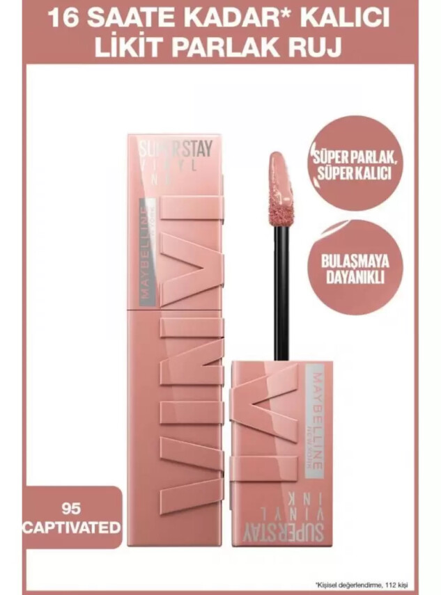 Maybelline New York Super Stay Vinyl Ink Uzun Süre Kalıcı Likit Parlak Ruj - 95 - Maybelline