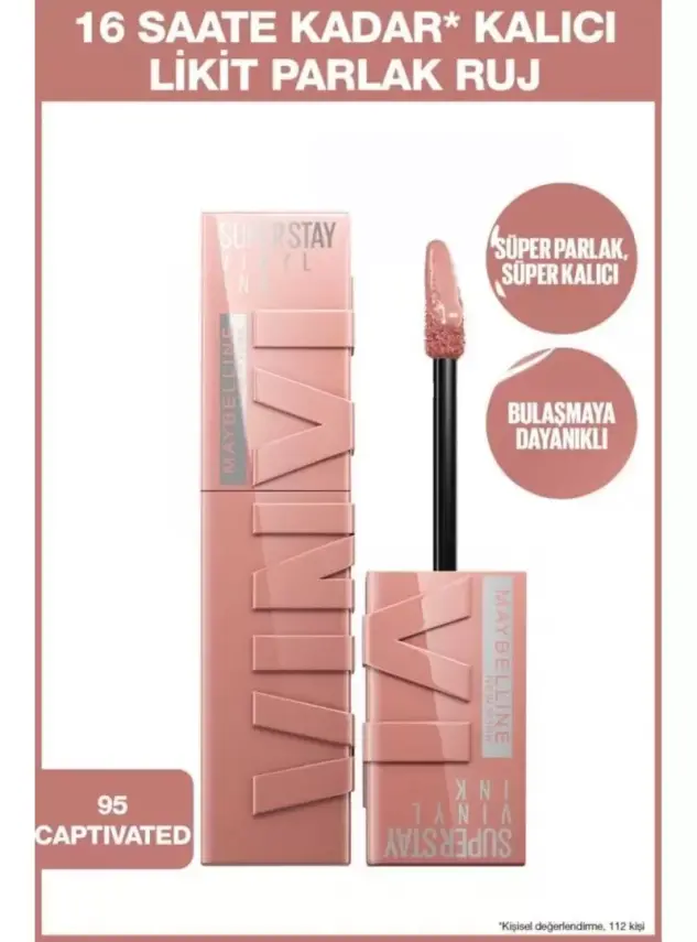 Maybelline New York Super Stay Vinyl Ink Uzun Süre Kalıcı Likit Parlak Ruj - 95 - 1