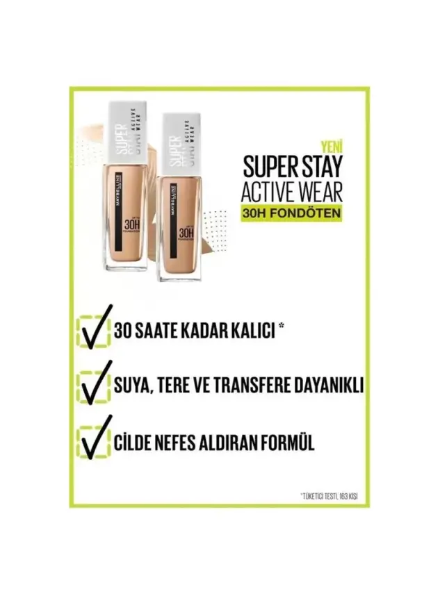 Maybelline New York Superstay Active Wear Fondöten- 03 True Ivory 30ml - 2
