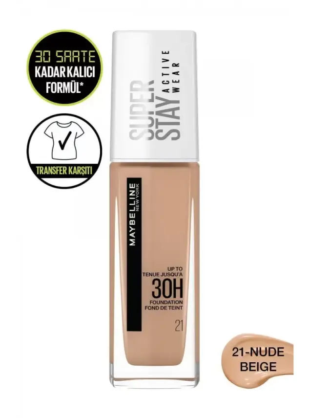 Maybelline New York Superstay Active Wear Fondöten- 21 Nude Beige 30ml - 1