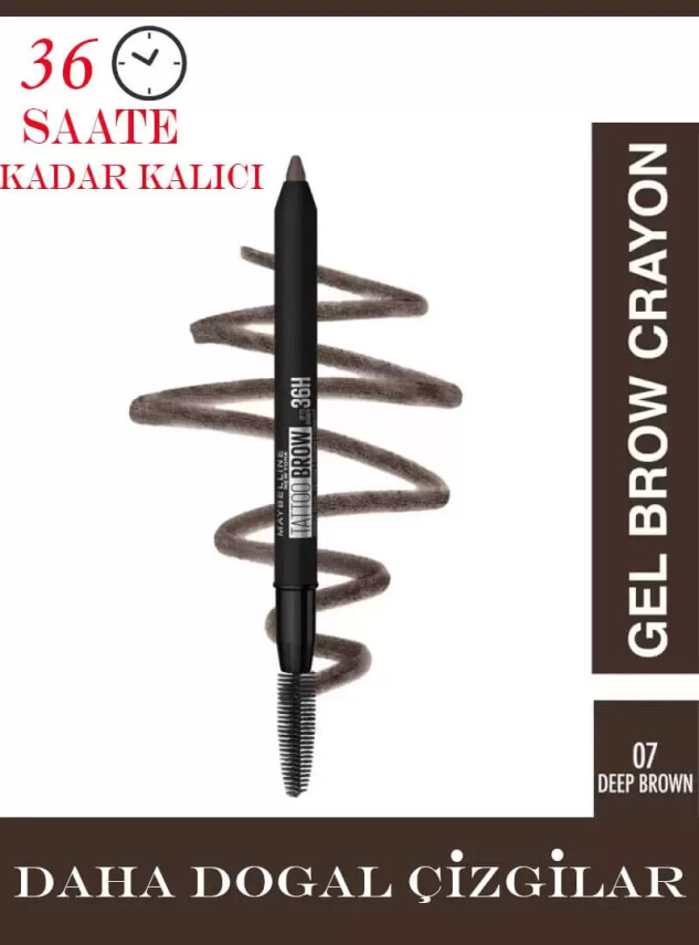 Maybelline New York Tattoo Brow 36H Kaş Kalemi 07 Deep Brown - Maybelline