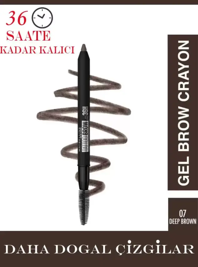 Maybelline New York Tattoo Brow 36H Kaş Kalemi 07 Deep Brown - 1