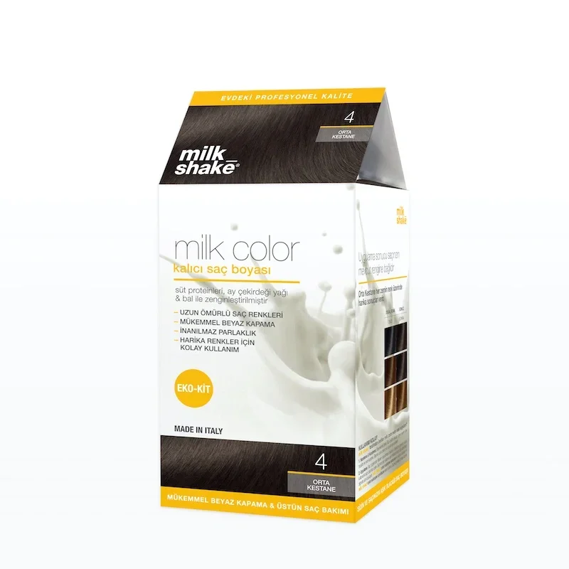 Milk Shake Milk Color Eko Kit Saç Boyası Orta Kestane -4 (KÖPÜKSÜZ) - 1