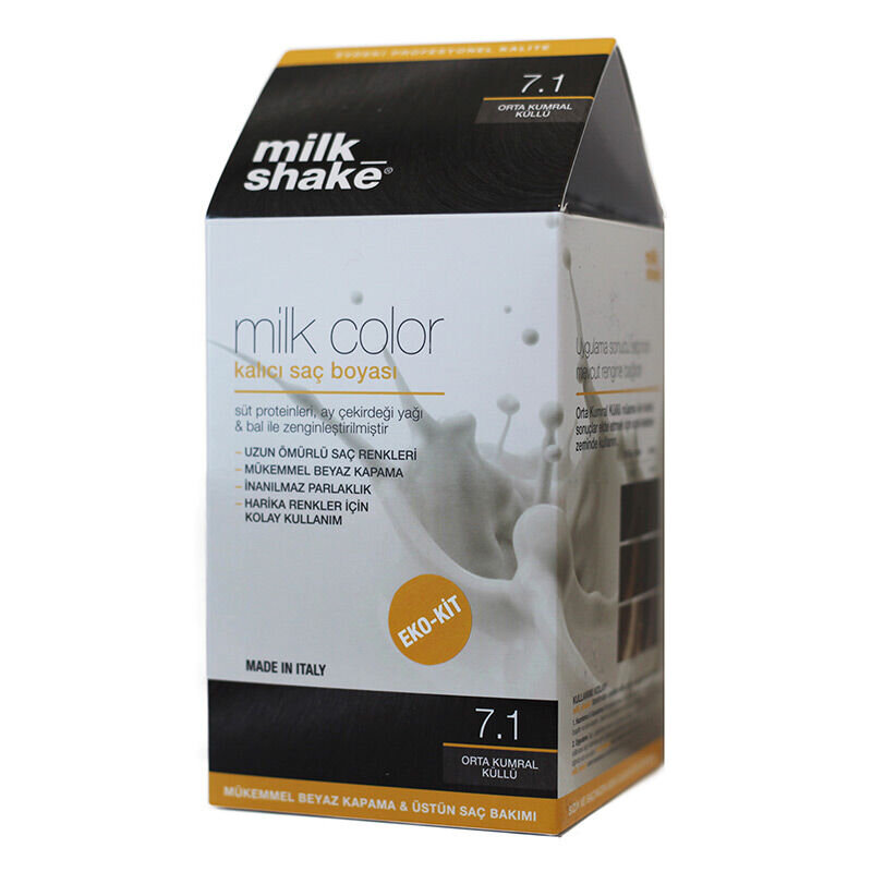  Milk Shake Milk Color Eko Kit Saç Boyası Orta Kumral Küllü - 7.1 (KÖPÜKSÜZ) - 1