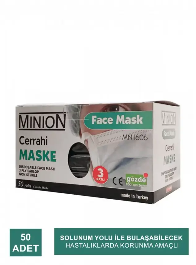 Minion Maske 3 Katlı Meltblownlu Siyah 50li - 2
