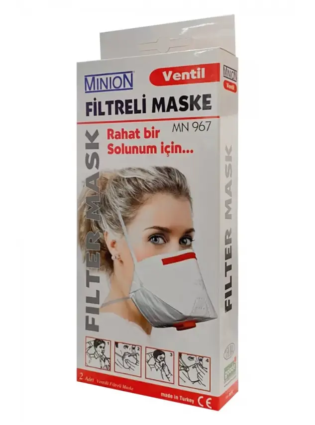 MINION Ventil Filtreli Maske MN967 FFP 3 Kırmızı 2 Adet - 2