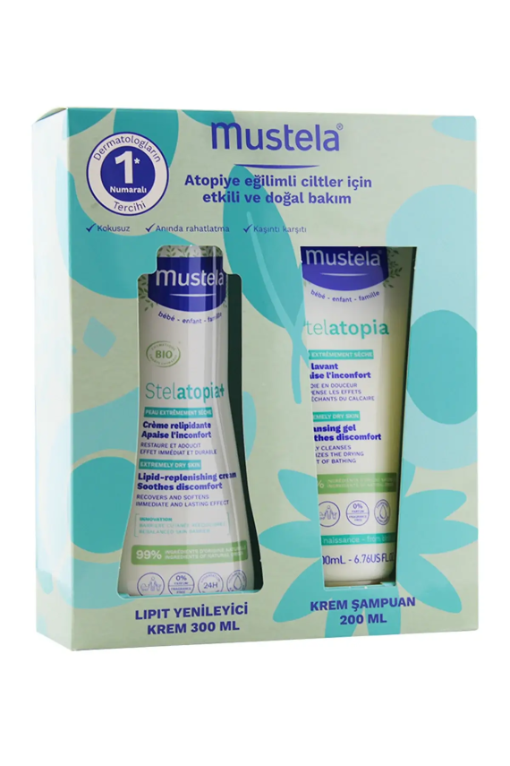 Mustela Atopiye Eğilimli Ciltler İçin Set ( Lipit Krem 300ml + Krem Şampuan 200ml ) - 1