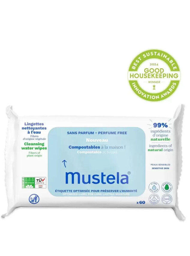 Mustela Kompostlanabilir Parfümsüz Temizleme Mendili 60 Adet - Mustela