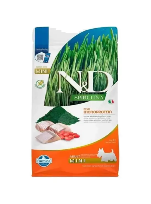 N&D Spirulina Ringa Balıklı Küçük Irk Tahılsız Yetişkin Köpek Maması 2kg - 1