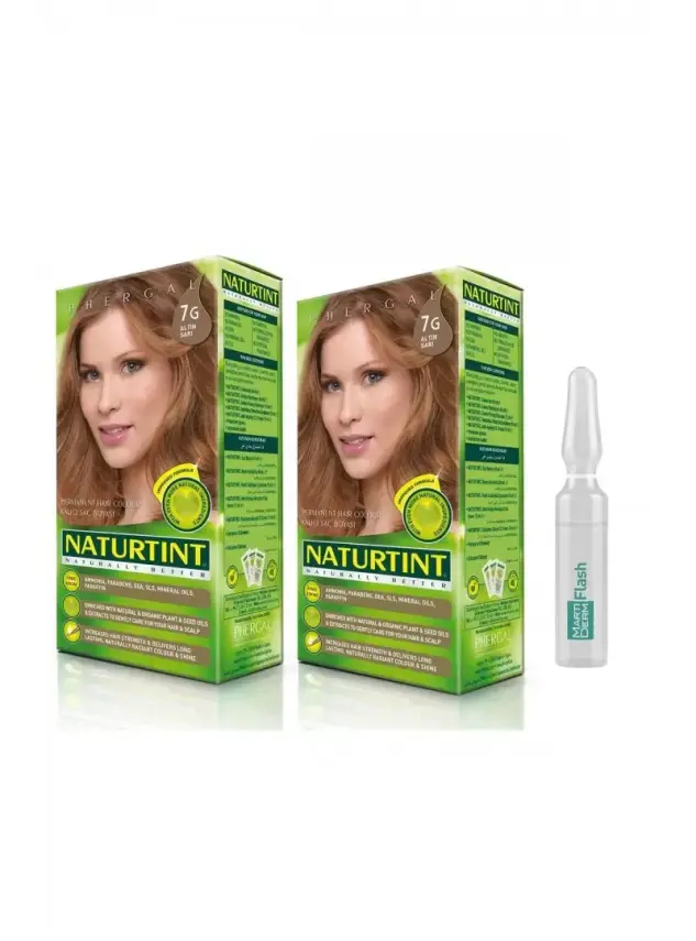 NATURTINT 2'li 7 G Altın Sarı Saç Boyası + Martiderm Flash - 1