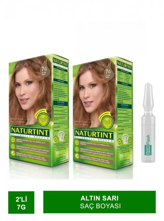 NATURTINT 2'li 7 G Altın Sarı Saç Boyası + Martiderm Flash - 2