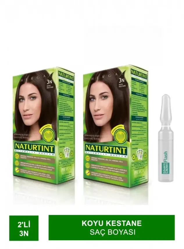 Naturtint 2'li Set 3n Koyu Kestane Saç Boyası Alana MartıDerm The Originals Flash 1 Ampul Hediye - 2