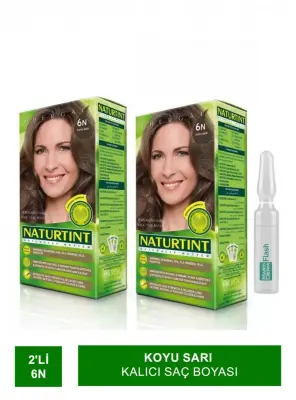 NATURTINT 2'li Set 6 N Koyu Sarı kalıcı Saç Boyası Alana martiderm Flash Ampül - 2