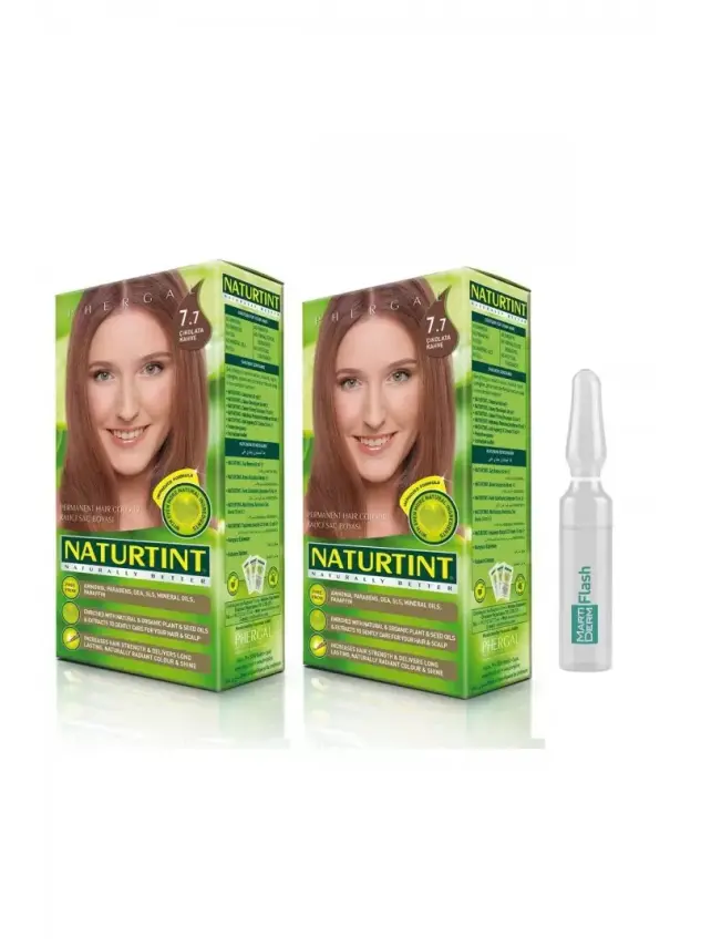 NATURTINT 2'li Set 7.7 Çikolata Kahve kalıcı Saç Boyası Alana martiderm Flash Ampül Hediye - 1