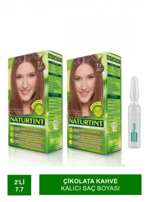 NATURTINT 2'li Set 7.7 Çikolata Kahve kalıcı Saç Boyası Alana martiderm Flash Ampül Hediye - 2