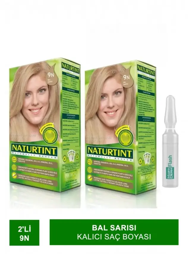 NATURTINT 2'li Set 9 N Bal Sarısı Kalıcı Saç Boyası Alana Martiderm Flash Ampul Hediye - 2