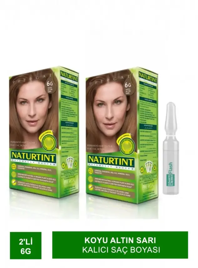 Naturtint 2'li Set Kalıcı Saç Boyası 6G Koyu Altın Sarı 165 ml Alana MartıDerm The Originals Flash 1 Ampul Hediye - 3