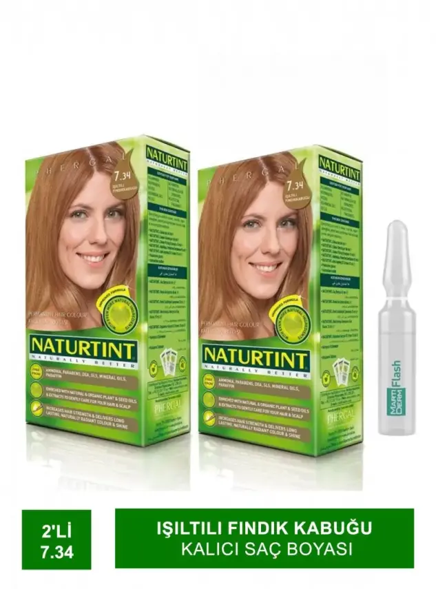 NATURTINT 2li Set 7.34 Işıltılı Fındık Kabuğu kalıcı Saç Boyas - 2